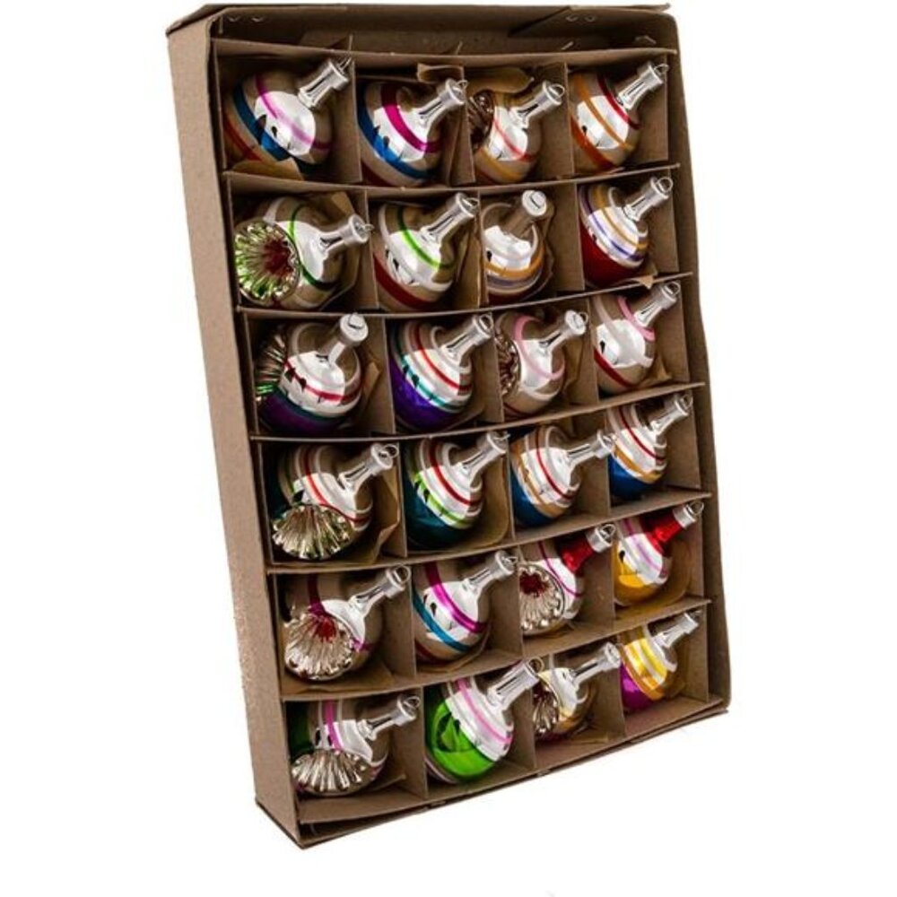 Early Years Mini Glass Ornament Set of 24 - Ball and Reflector